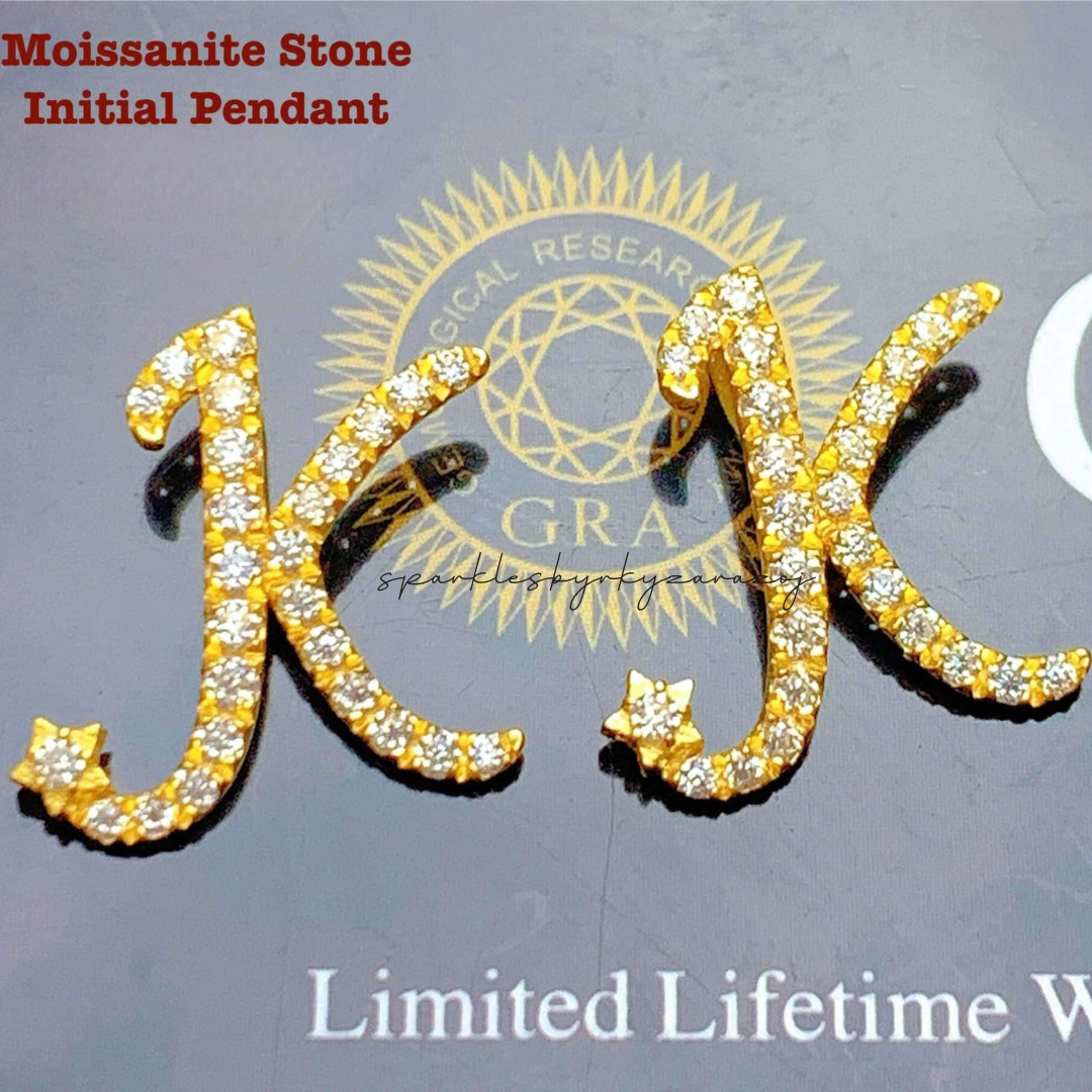 18k Saudi Gold Moissanite Letter - K Pendant