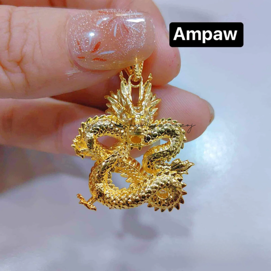 AMPAW/HOLLOW 18k Saudi Gold Dragon Pendant