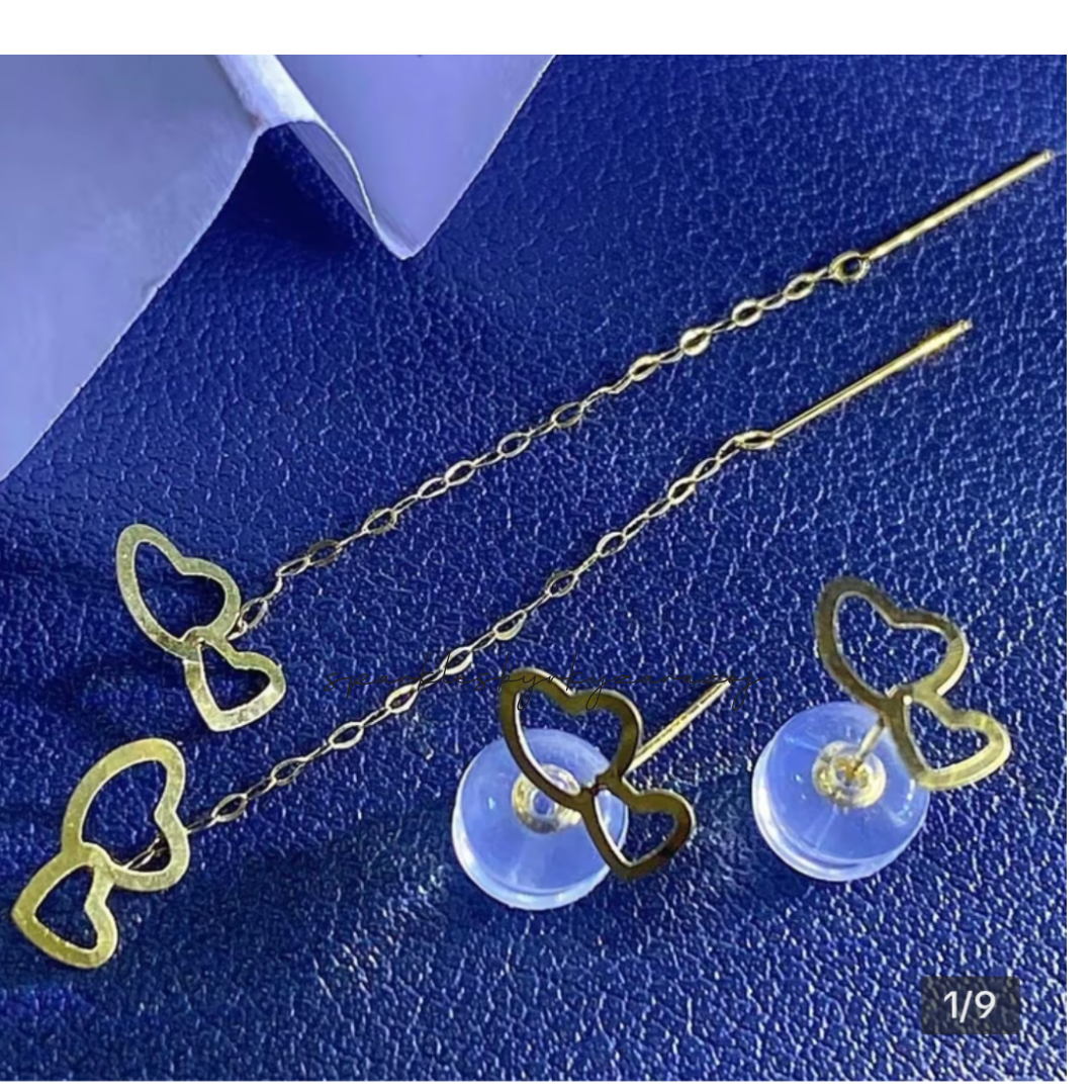 18k Saudi Gold Tiktak Stud Earrings