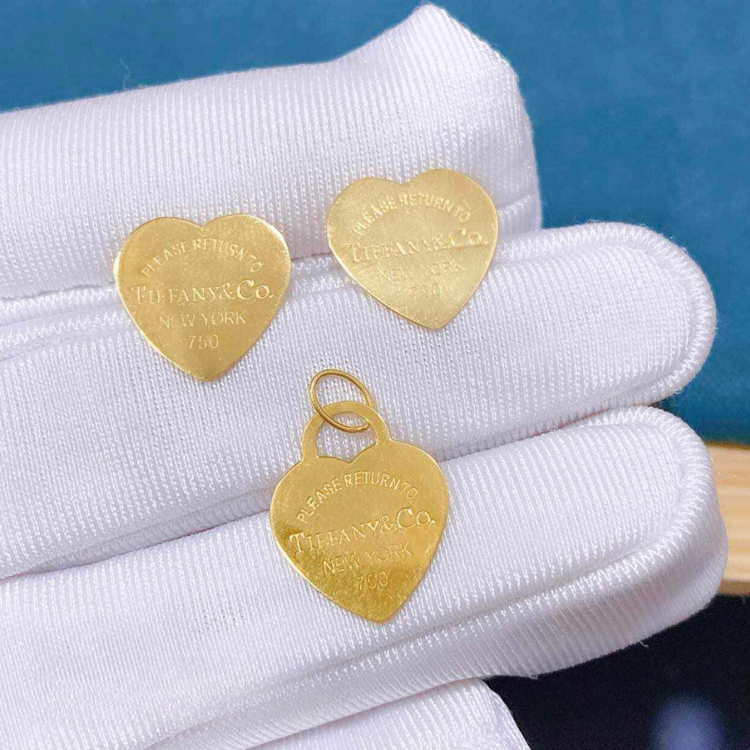 Set Tco Heart Pendant Solid 18k Saudi Gold