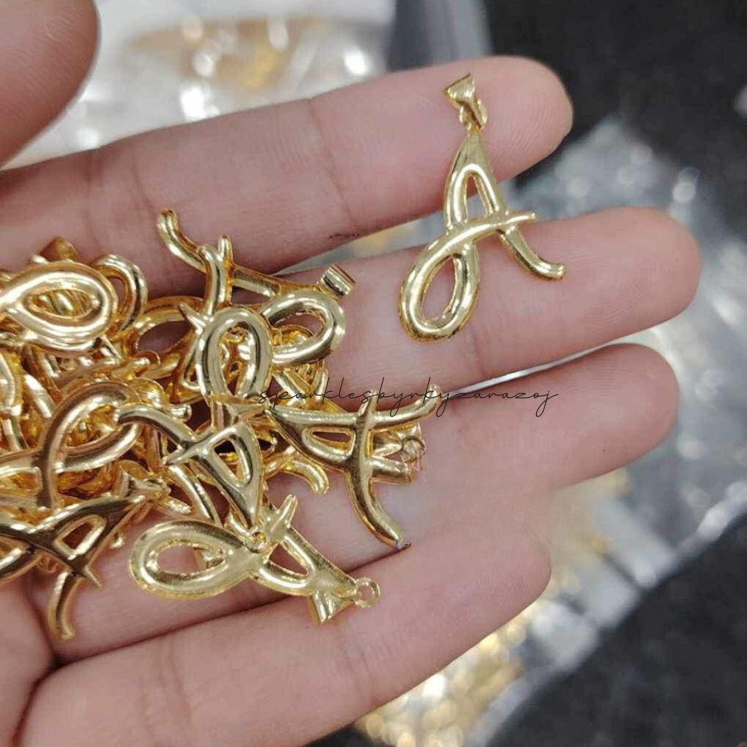 Letter A Pendant 18k Saudi Gold – Sparkles PH - Main Image