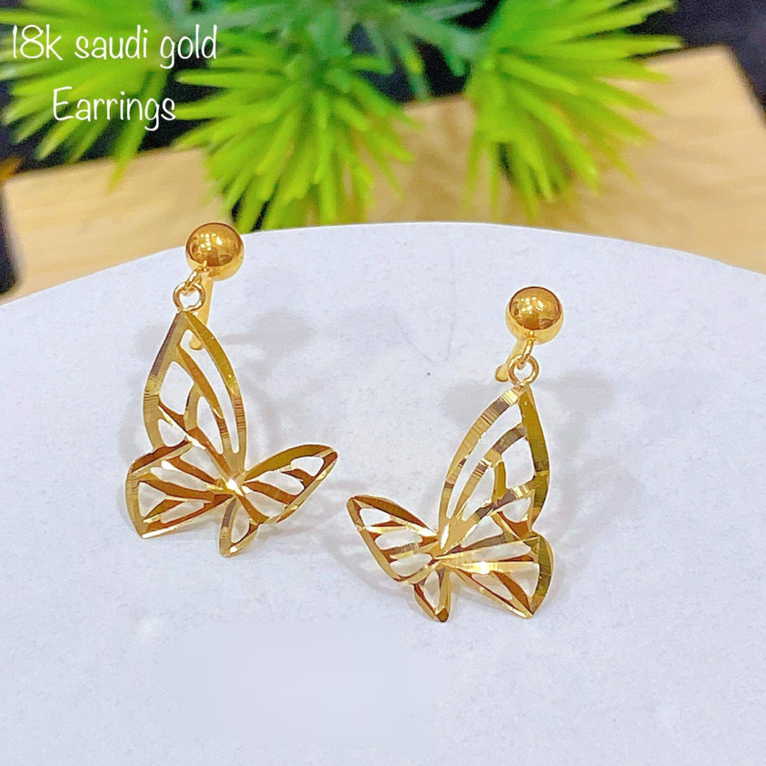 Golden Butterfly Earrings 18k Saudi Gold – Sparkles PH