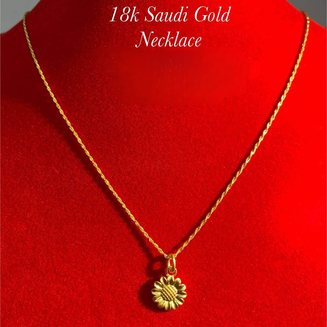 Flower Necklace Set Chain Pendant 18k Saudi Gold – Sparkles PH
