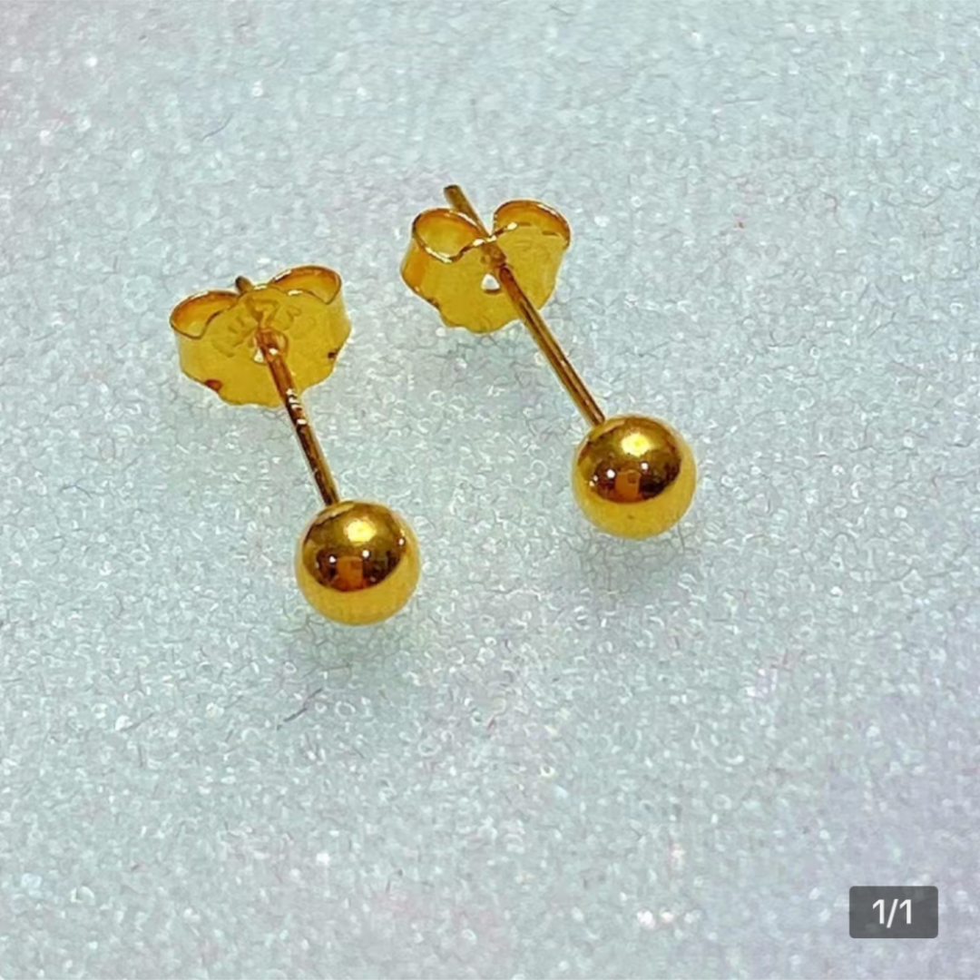 Ball Earrings Stud 18k Saudi Gold – Sparkles PH