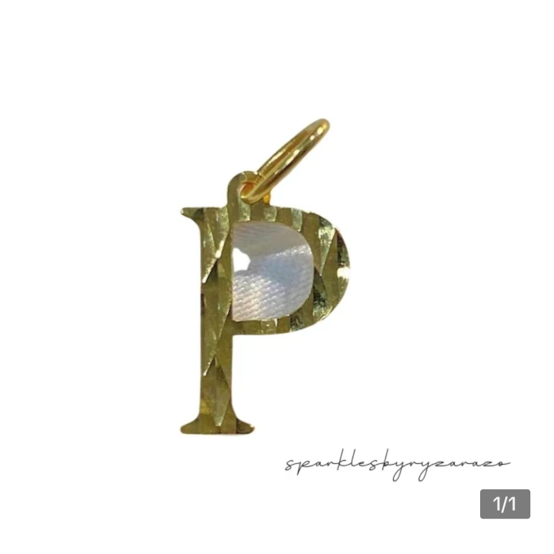 Letter P Style Pendant 18k Saudi Gold