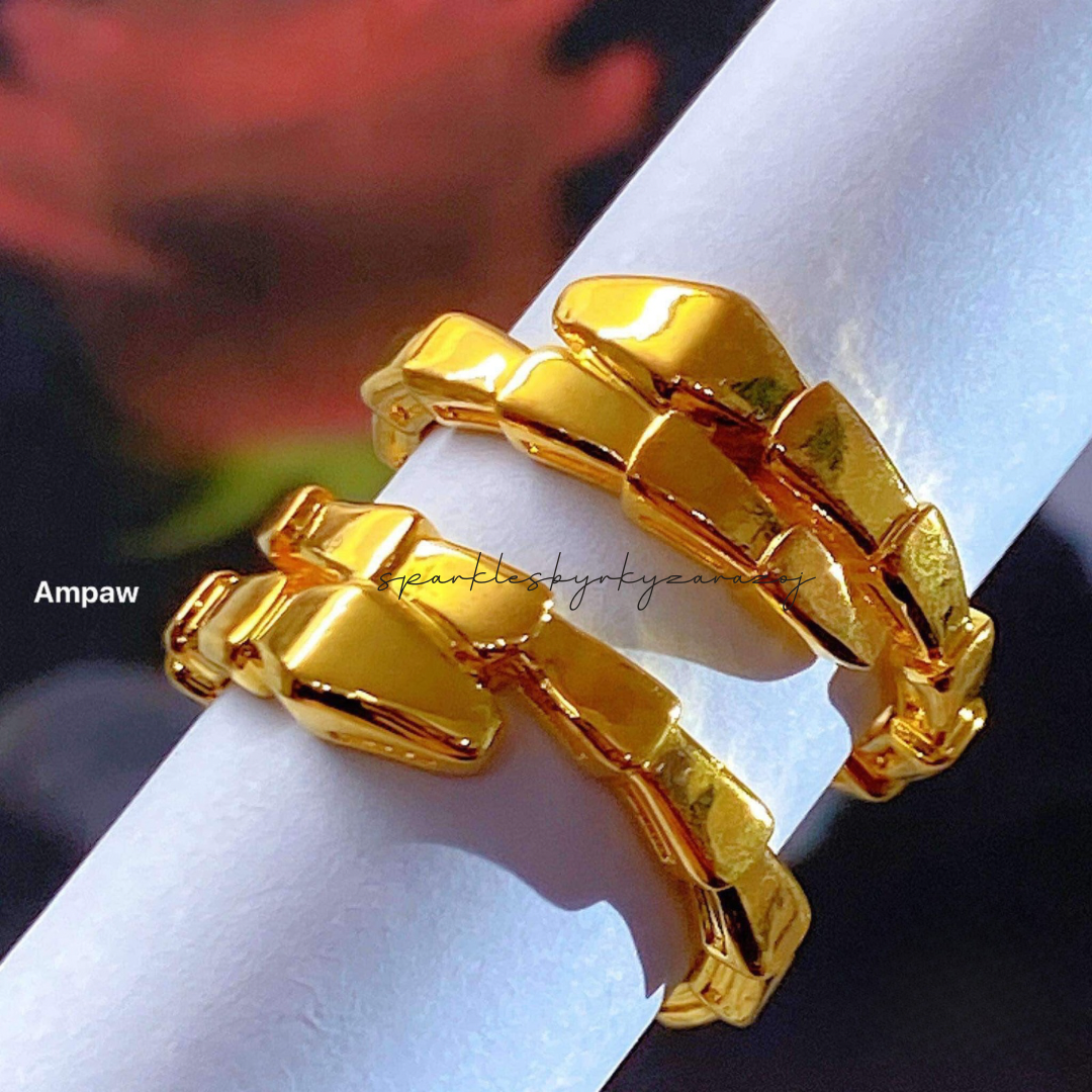 Plain Serpentine Ring Ampaw 18k Saudi Gold