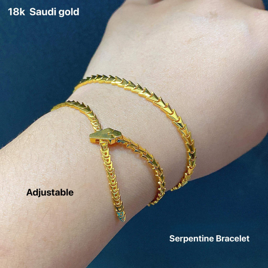 Serpentine Bracelet Solid 18k Saudi Gold – Sparkles PH