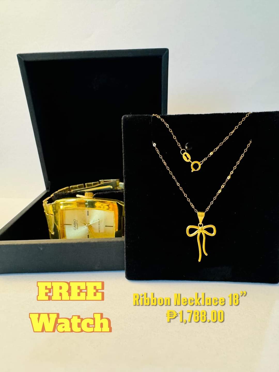 Ribbon Necklace w/ free watch