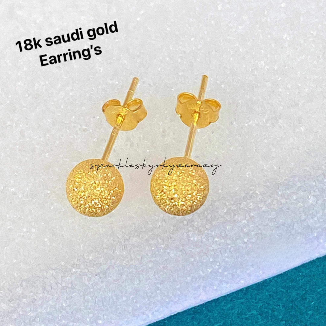 Golden Ball Earrings 18k Saudi Gold - Main Image