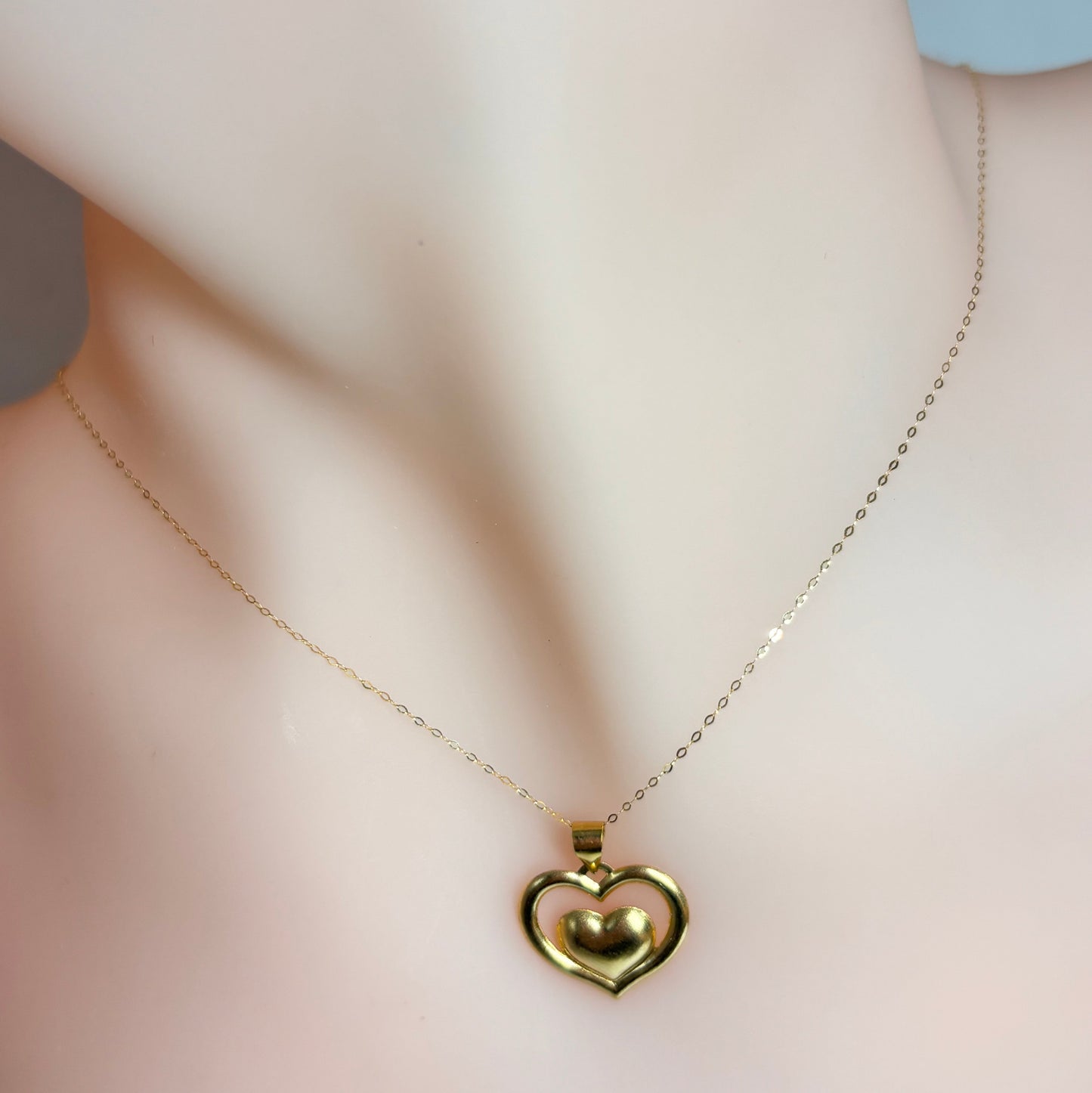 18k Saudi Gold Double Hearty Pendantt .28 grams - SKU-STJQ1M2O