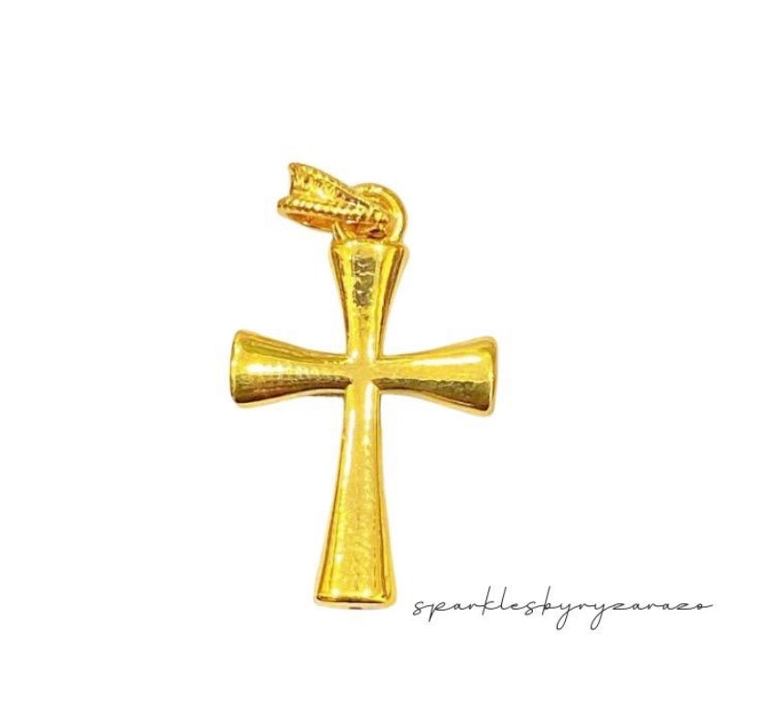 18k Saudi Gold Ampaw Plain Cross - SKU-D01BZAIZ