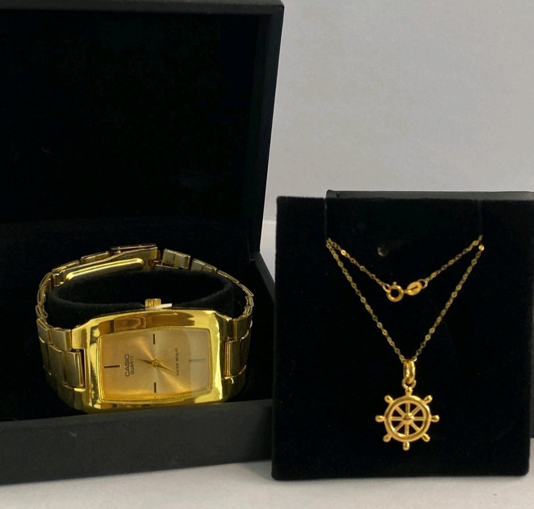 Anchor wheel Necklace w/ free watch