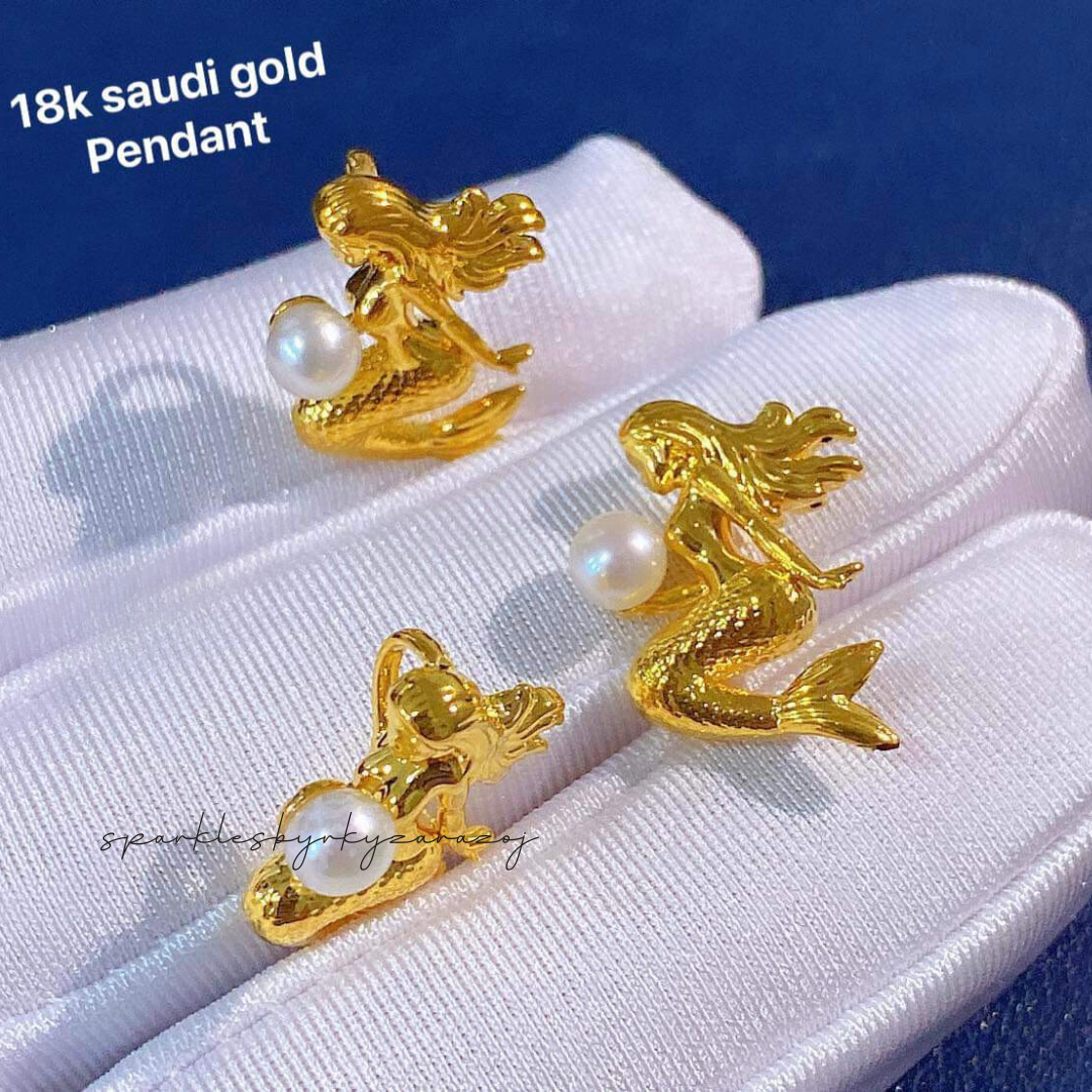 AMPAW/HOLLOW 18k Saudi Gold Pearl Mermaid