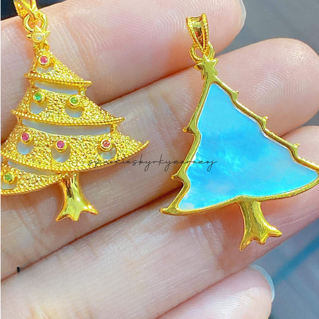 AMPAW/HOLLOW 18k Saudi Gold Pine Tree Pendant