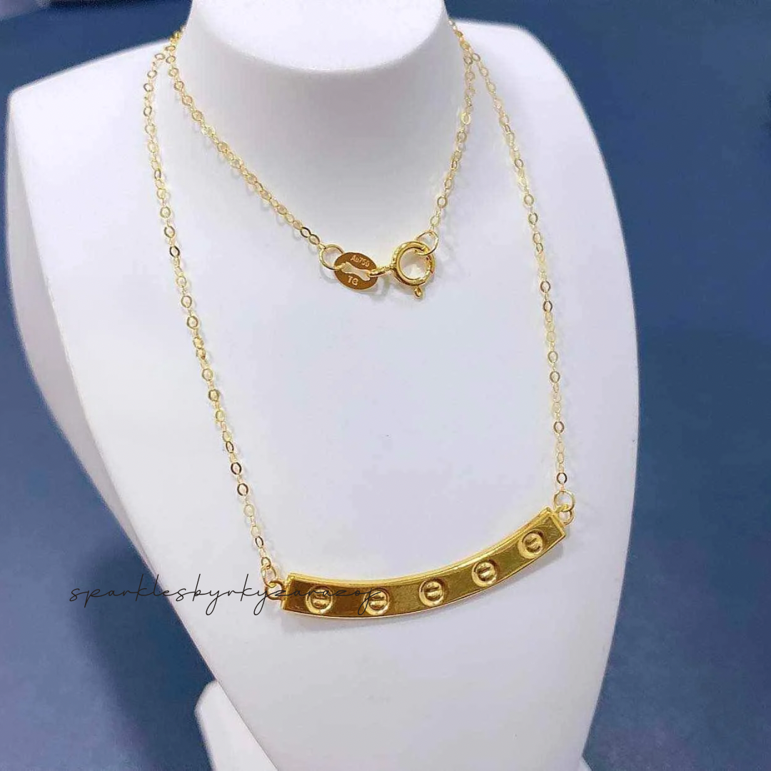 Karkar Smiley Necklace Solid 18k Saudi Gold