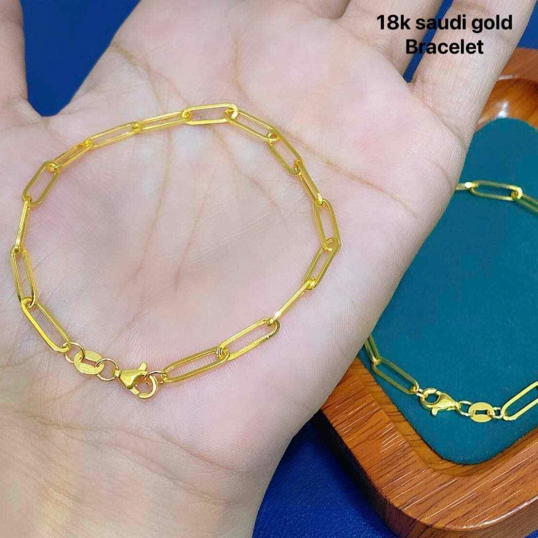 Paperclip Bracelet Solid 18k Saudi Gold Sparkles PH