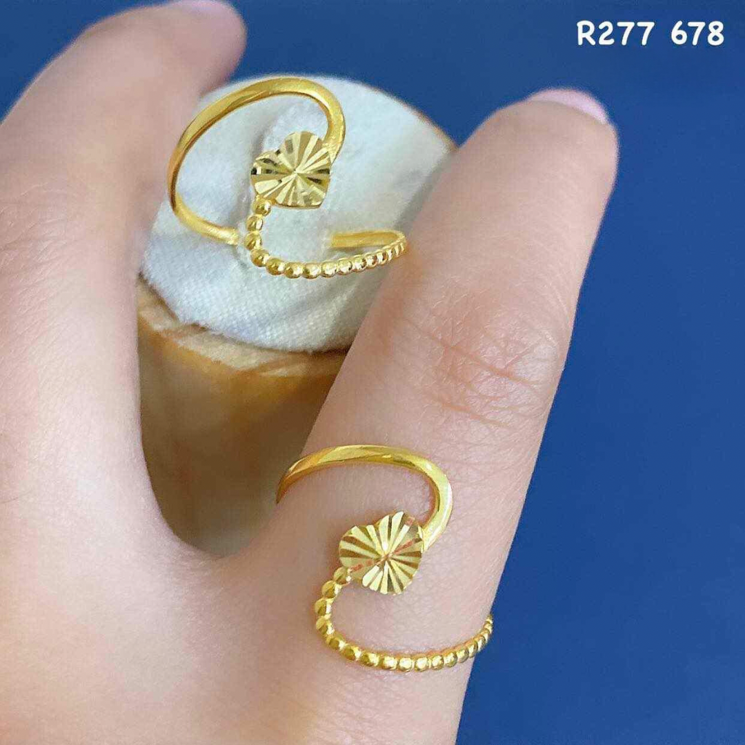 Twisted Heart Diacut Ring Solid 18k Saudi Gold