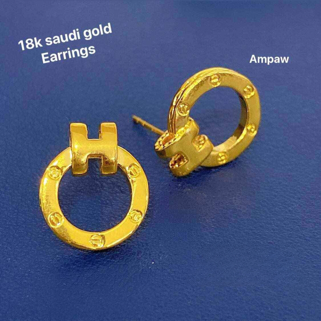 Karkar Earrings Ampaw 18k Saudi Gold
