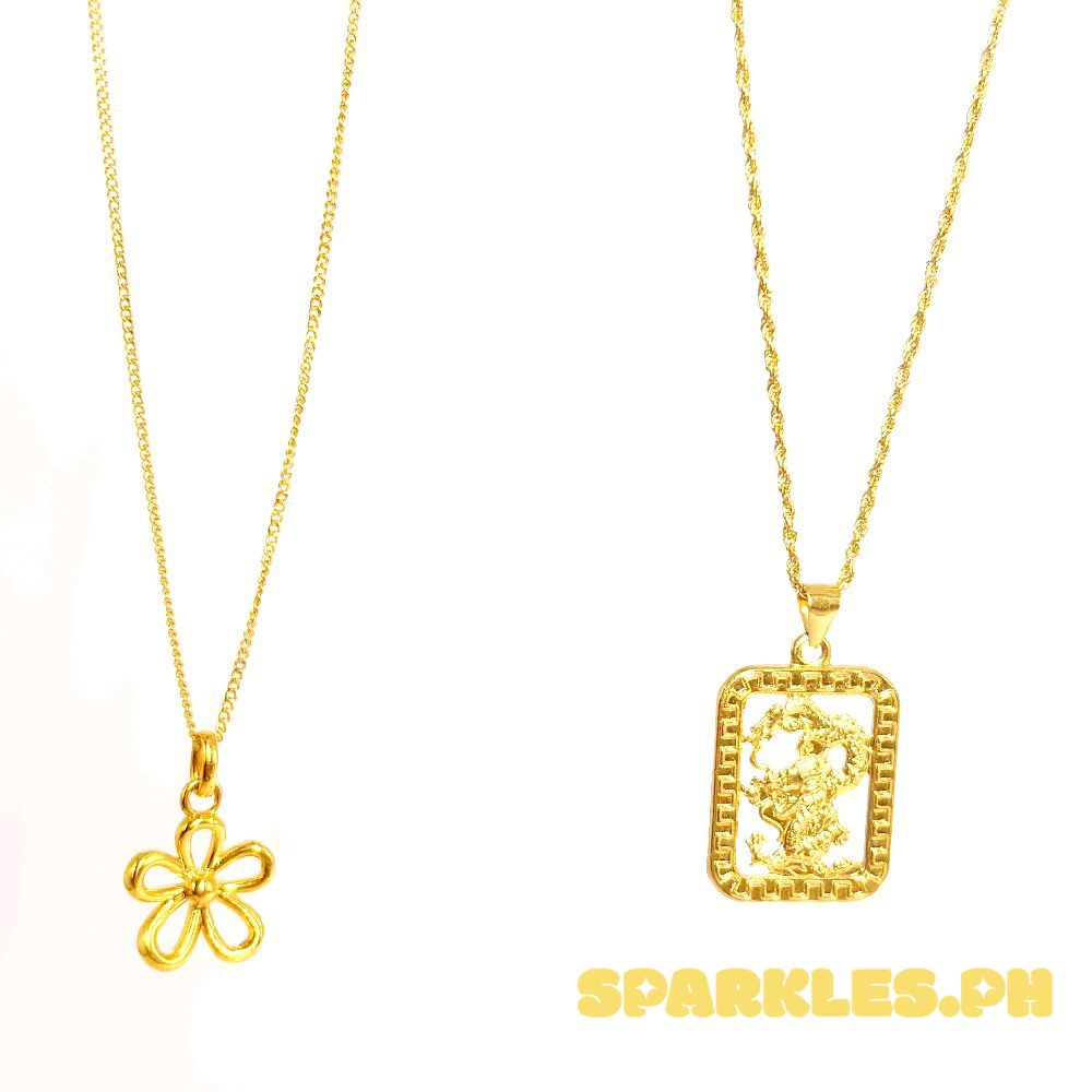18k Saudi Gold Combo Sets Daisy AMPAW + Cadena Chain 16" & Square Dragon + Rope Chain 22"