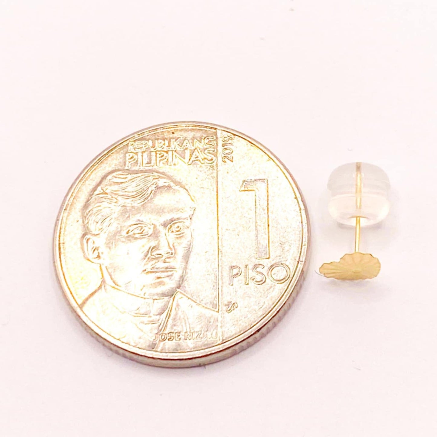 18k Saudi Gold Sinag Heart Earring with Silicon Pakaw - SKU-KYGZCKBQ