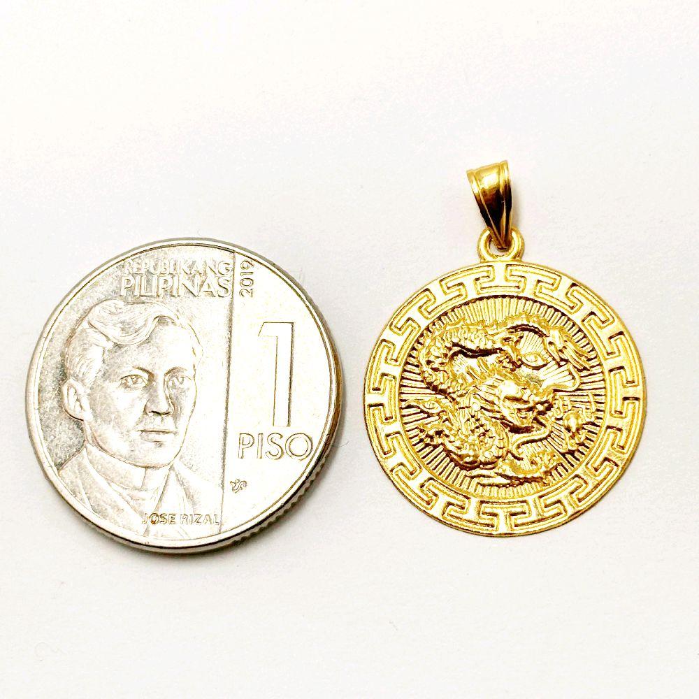 18k Saudi Gold Dragon Medallion Pendant - SKU-84PTHLYL