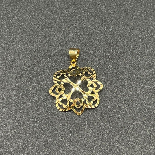 18k Saudi Gold  Splash Multi Heart Pendant Solido Pawnable - SKU-FYT973B5