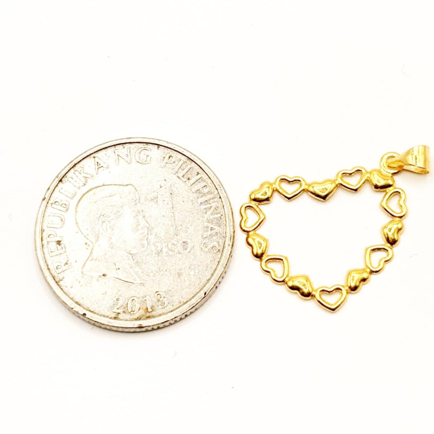 18k Saudi Gold Heart String Pendant - SKU-L10UHQ1D