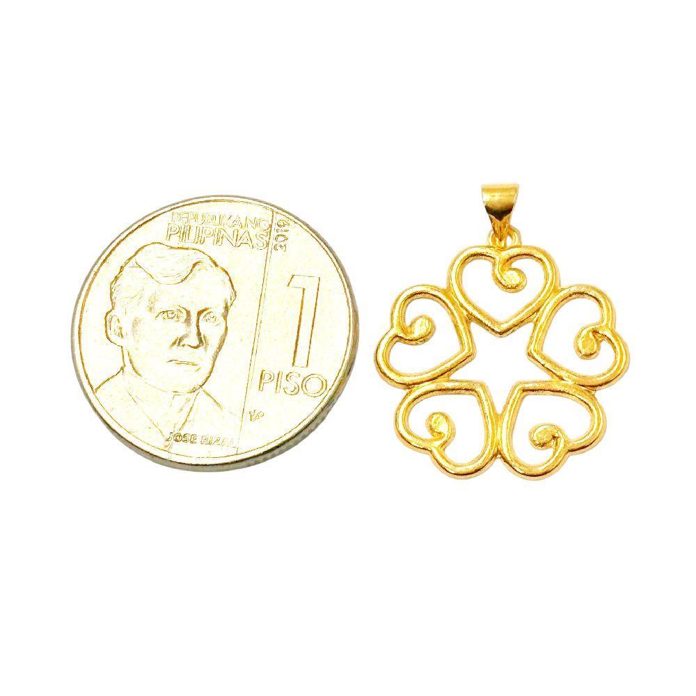 18k Saudi Gold Heart Star Pendant - SKU-Y611TNJO