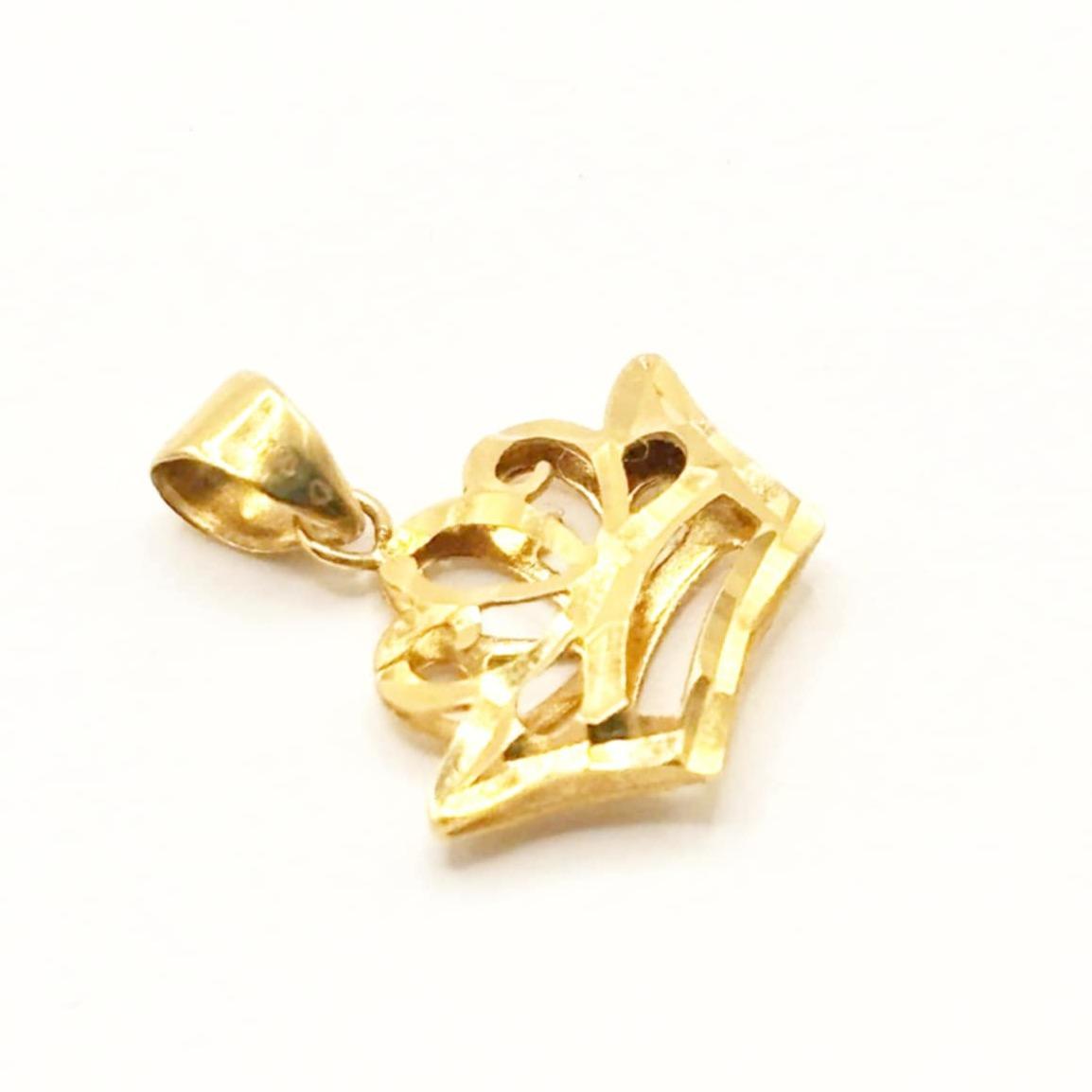 18k Saudi Gold Corona Pendant Solid Pawnable - SKU-LPVQ7Z4W