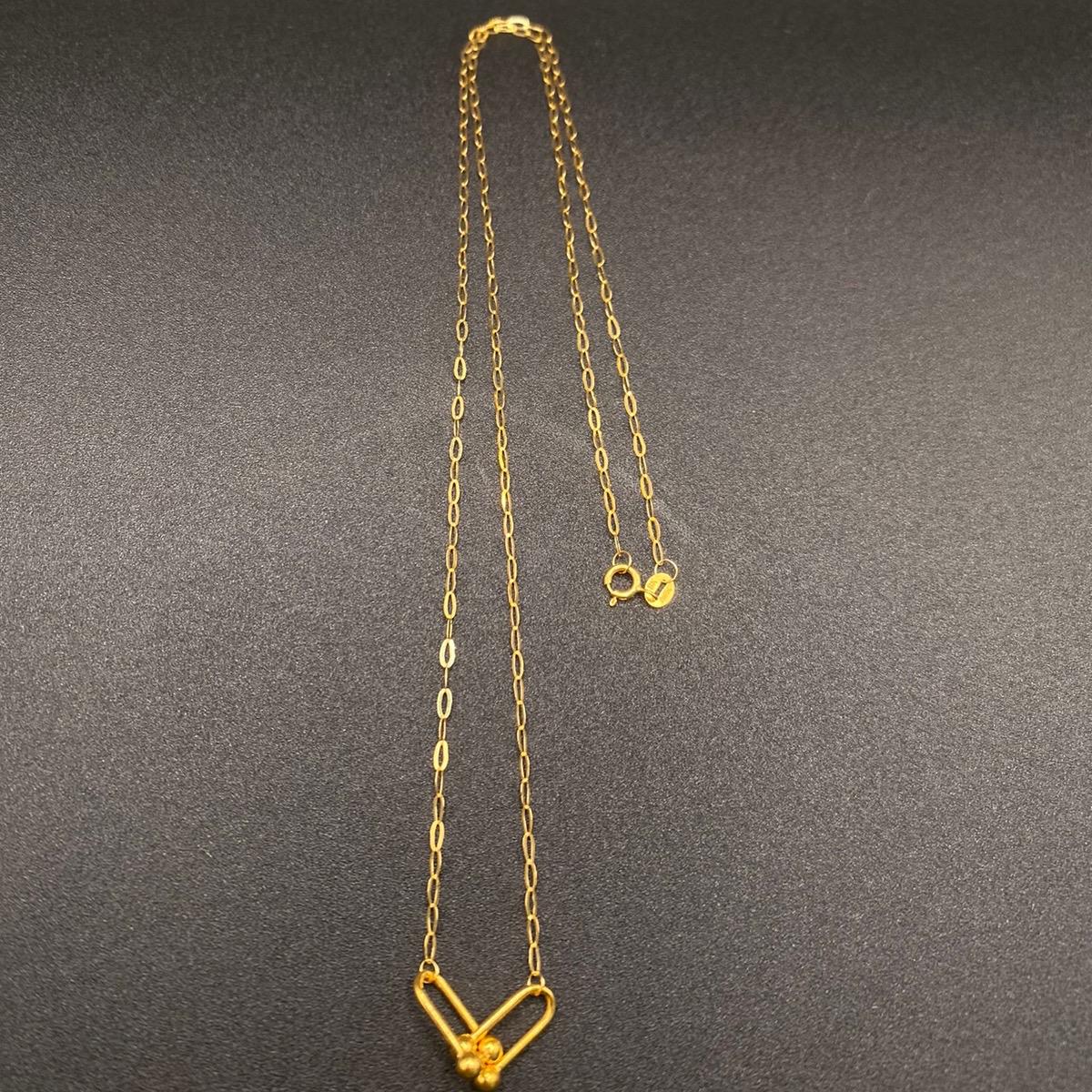 18k Saudi Gold Micro Hardware Paperclip Solid Lightweight Necklace Pawnable