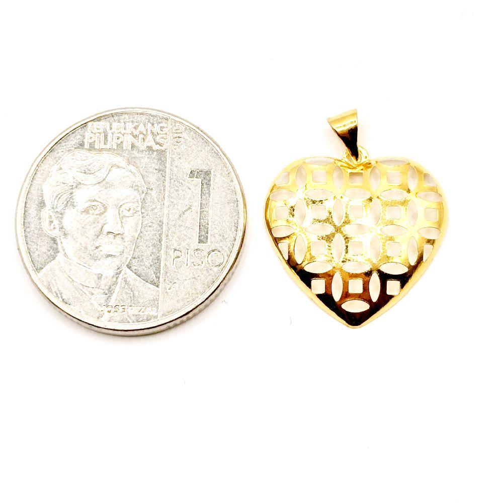18k Saudi Gold Lattice Heart Pendant - SKU-XTIIQ7J5