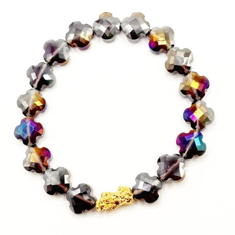NOT PAWNABLE-18k Saudi Gold Crystal Piyao Bracelet - SKU-CFOMA04G3