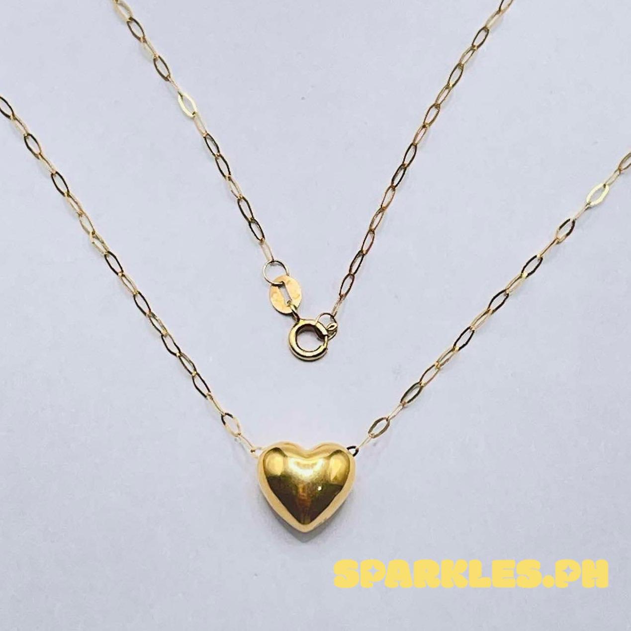 SET Stunning Heart + Micro Paperclip Chain Solid Pawnable