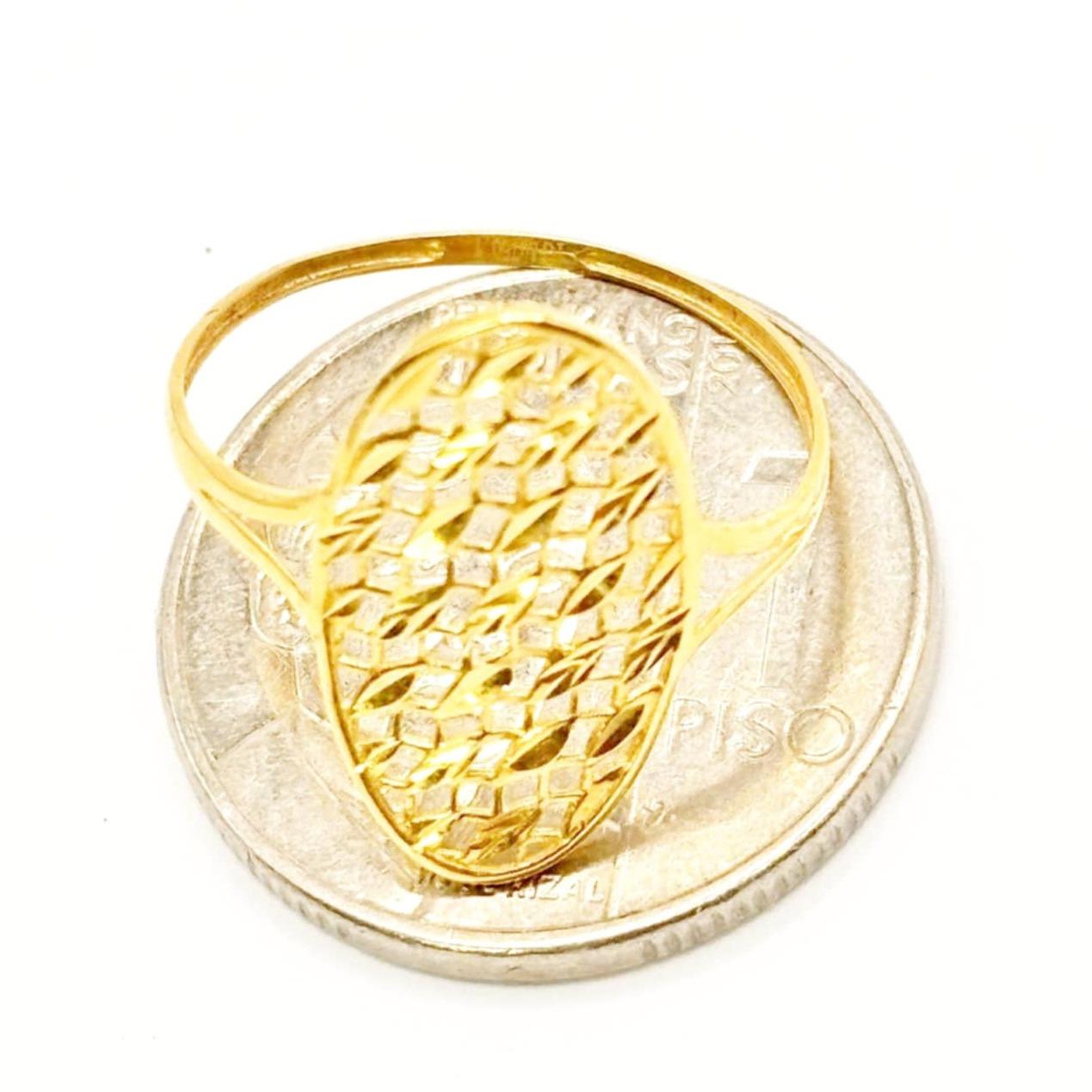 18K Saudi Gold Net Oval Ring - SKU-RJTPKQ7P