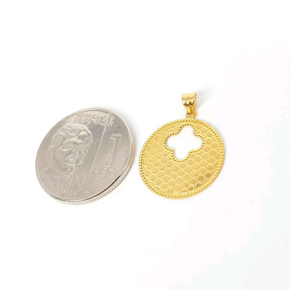 18k Saudi Gold Hole Flower Pendant - SKU-0SMYHMVD