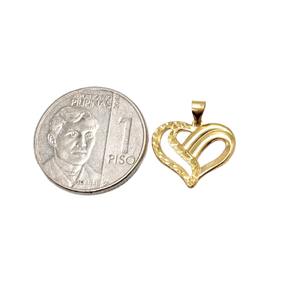 18k Saudi Gold Duo Heart Pendant - SKU-Z9YJ4WBT