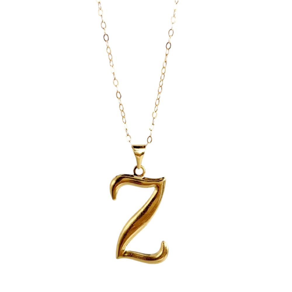 18k Saudi Gold Set Letter Pendant Style + Tauco Chain lv1