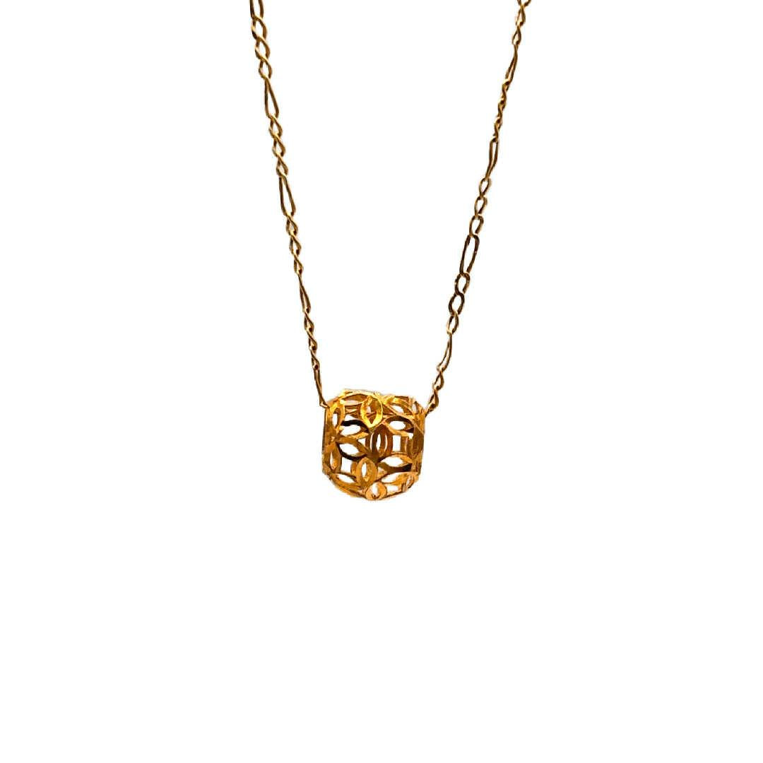 18k Saudi Gold Set Money Catcher Ball + Figaru Chain
