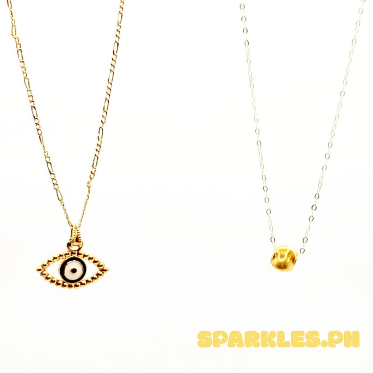 18k Saudi Gold Combo Set Blue Evil Eye AMPAW + Figaru Chain 16" & Gold Cat Eye + Tauco Chain lv1