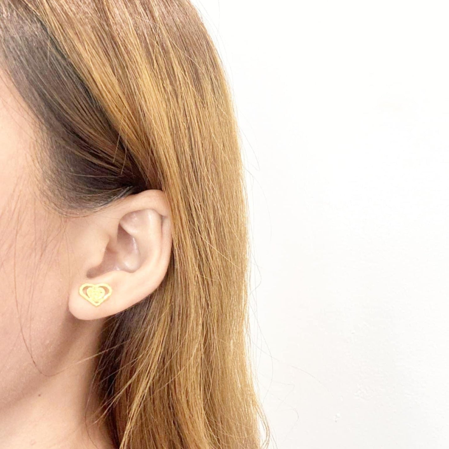 18k Saudi Gold Cutey Heart Earring - SKU-D5TEWJ5D