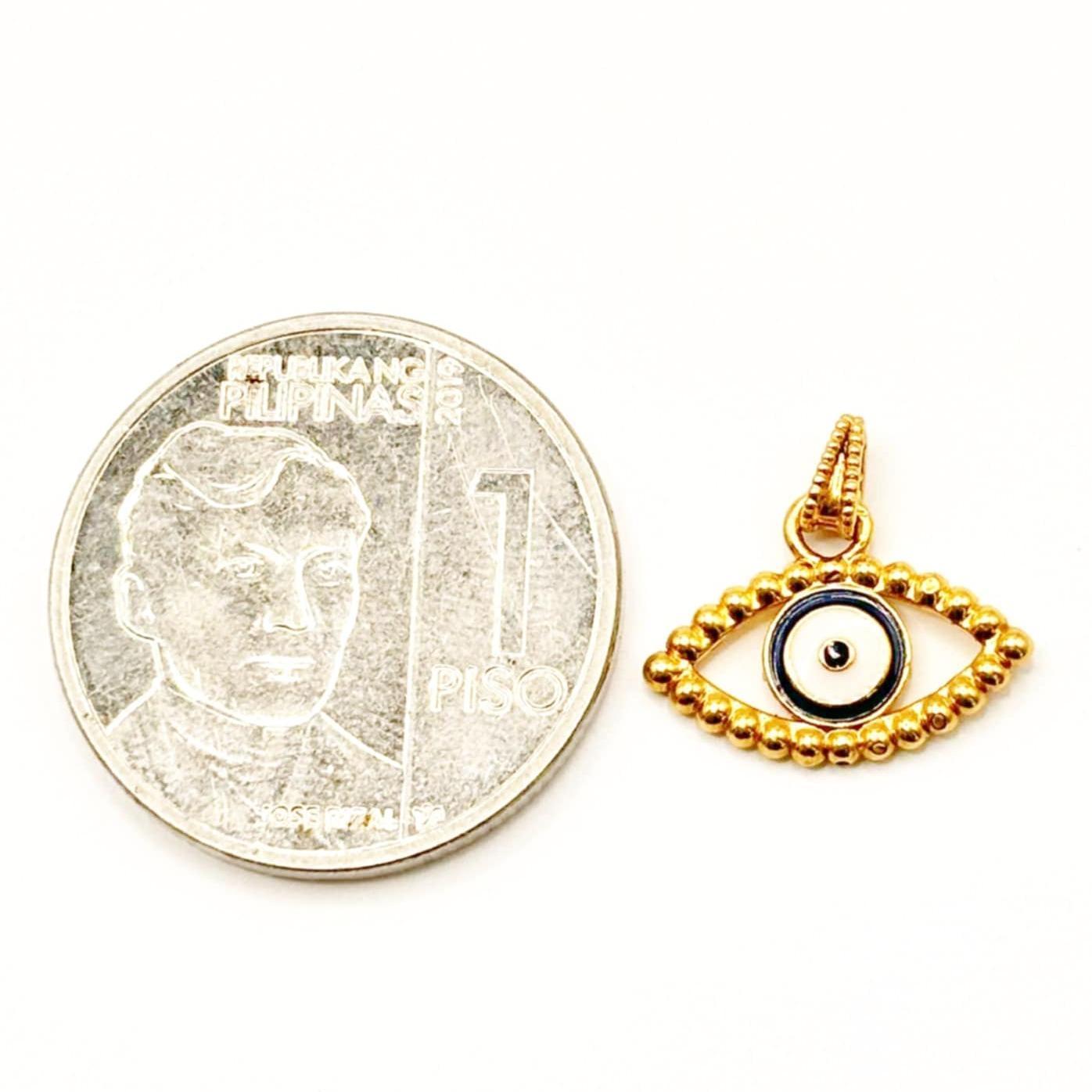 18k Saudi Gold Blue Evil Eye Pendant Ampaw Lightweight - SKU-13WZ747O