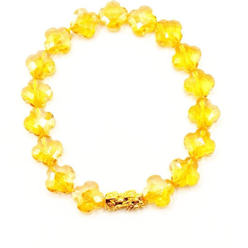 18k Saudi Gold Crystal Piyao Bracelet - SKU-ZBROSGLM