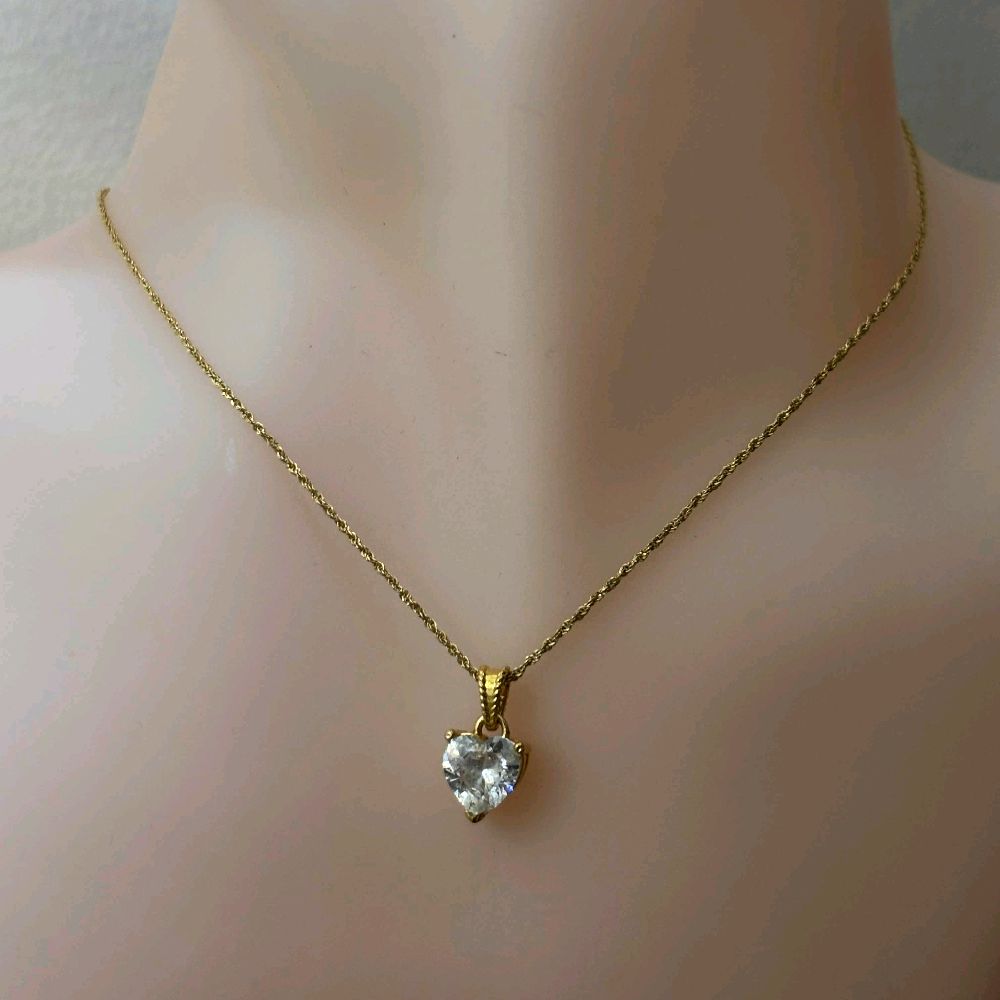 18k Saudi Gold Moissanite Heart Pendant Only