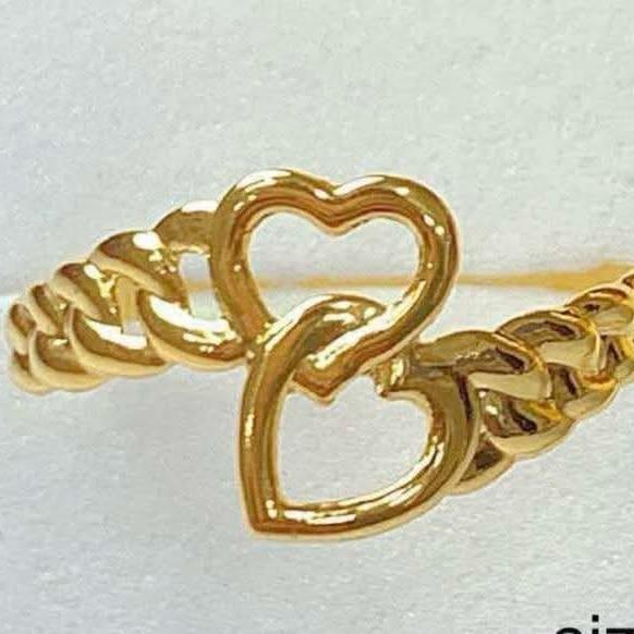 18k Saudi Gold Sisters Heart Ring Solid Pawnable - SKU-JCYJIWT3