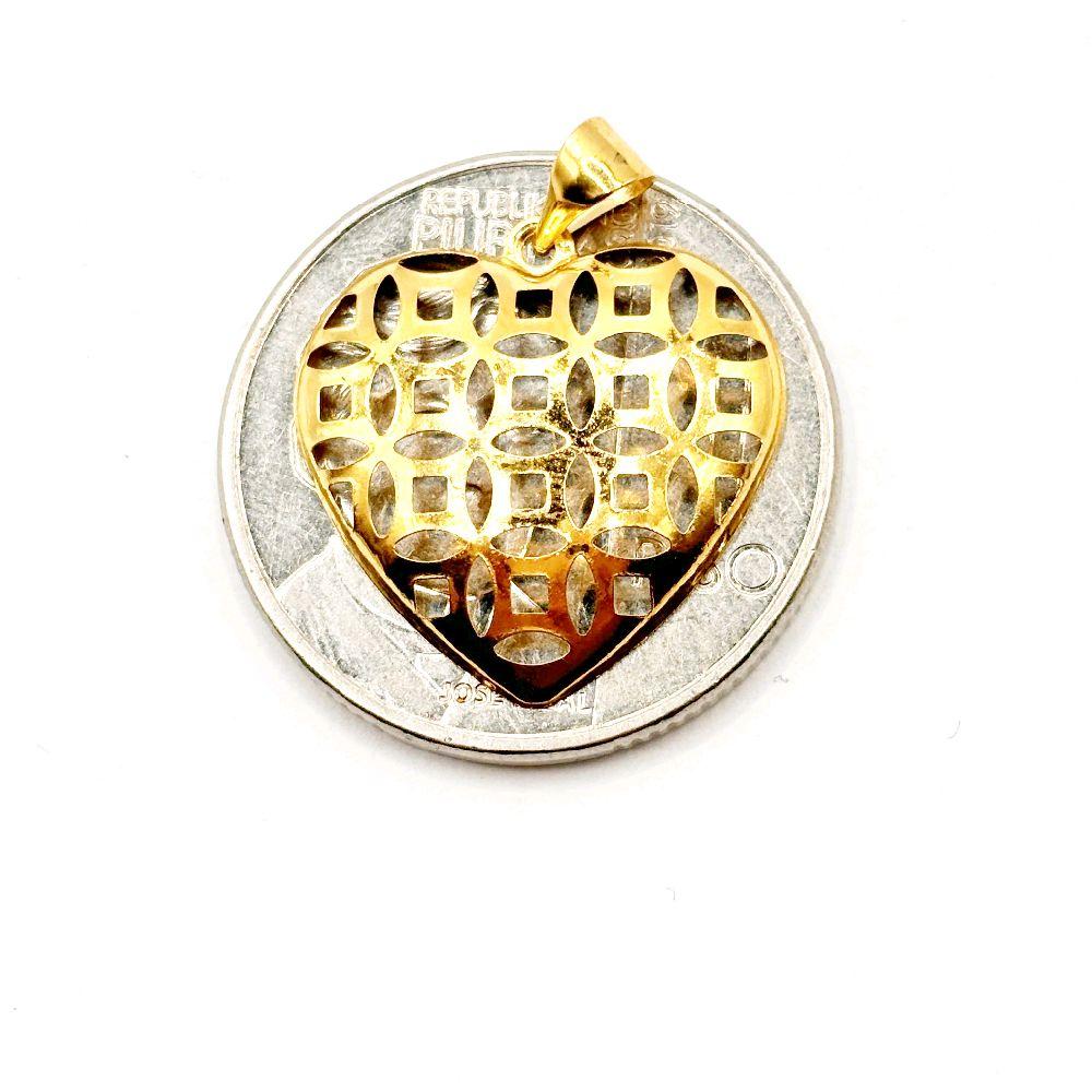 18k Saudi Gold Lattice Heart Pendant - SKU-XTIIQ7J5