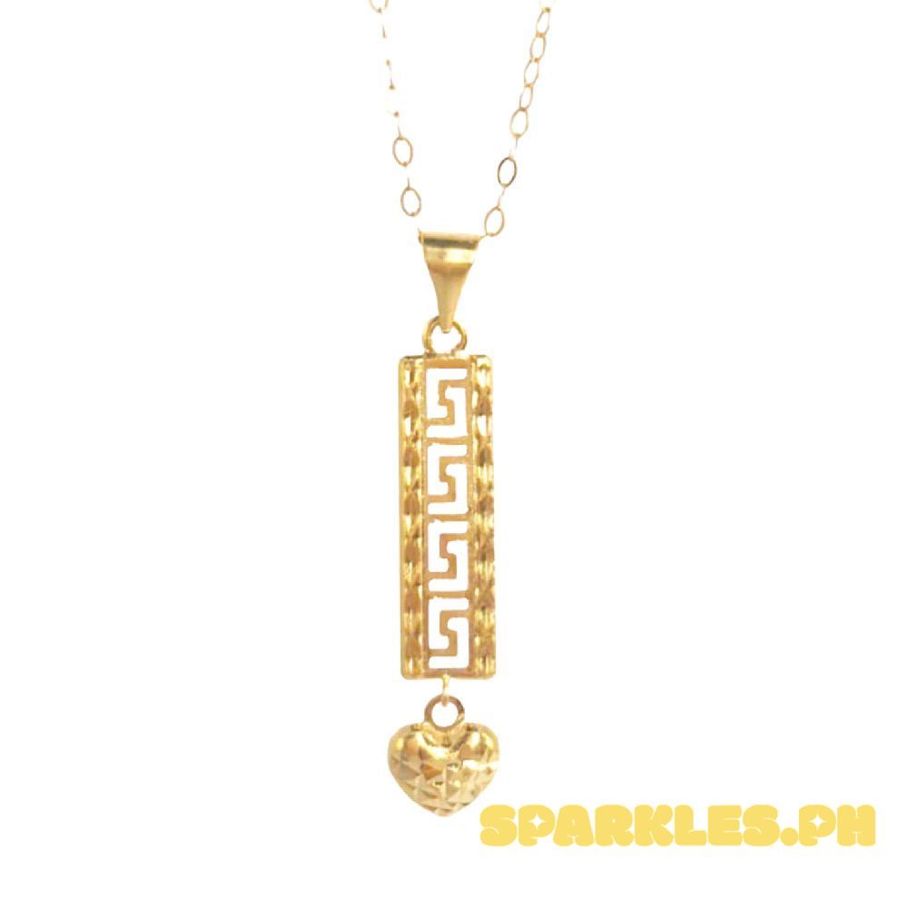 18k Saudi Gold Set F Bar Heart + Tauco Chain lv1