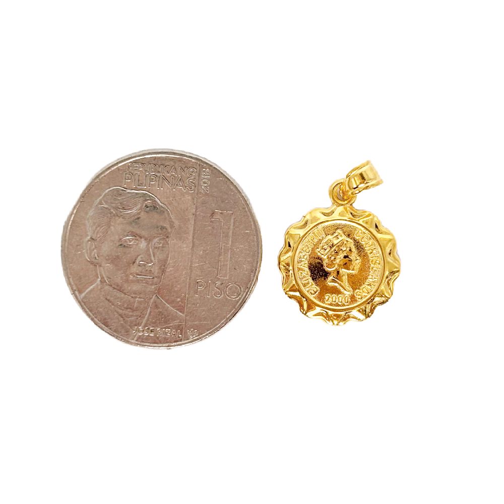 18k Saudi Gold Coin Elizabeth Pendant - SKU-KPGWPQQS