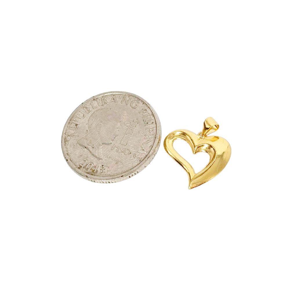18k Saudi Gold Classic Heart Pendant - SKU-AOTBJOP4