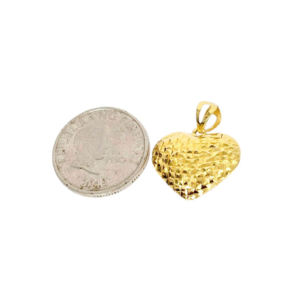 18k Saudi Gold Diacut Jumbo Heart Pendant - SKU-8DMCQH08