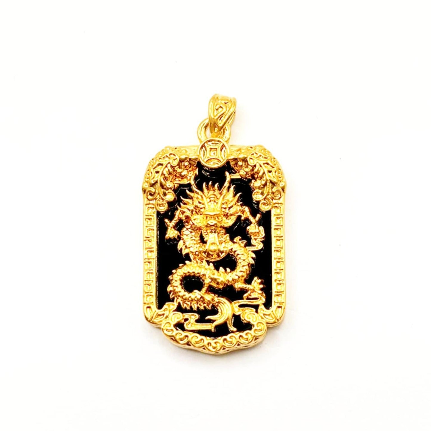 AMPAW/HOLLOW 18k Saudi Gold Bar Dragon Pendant - SKU-ECUDN32G1